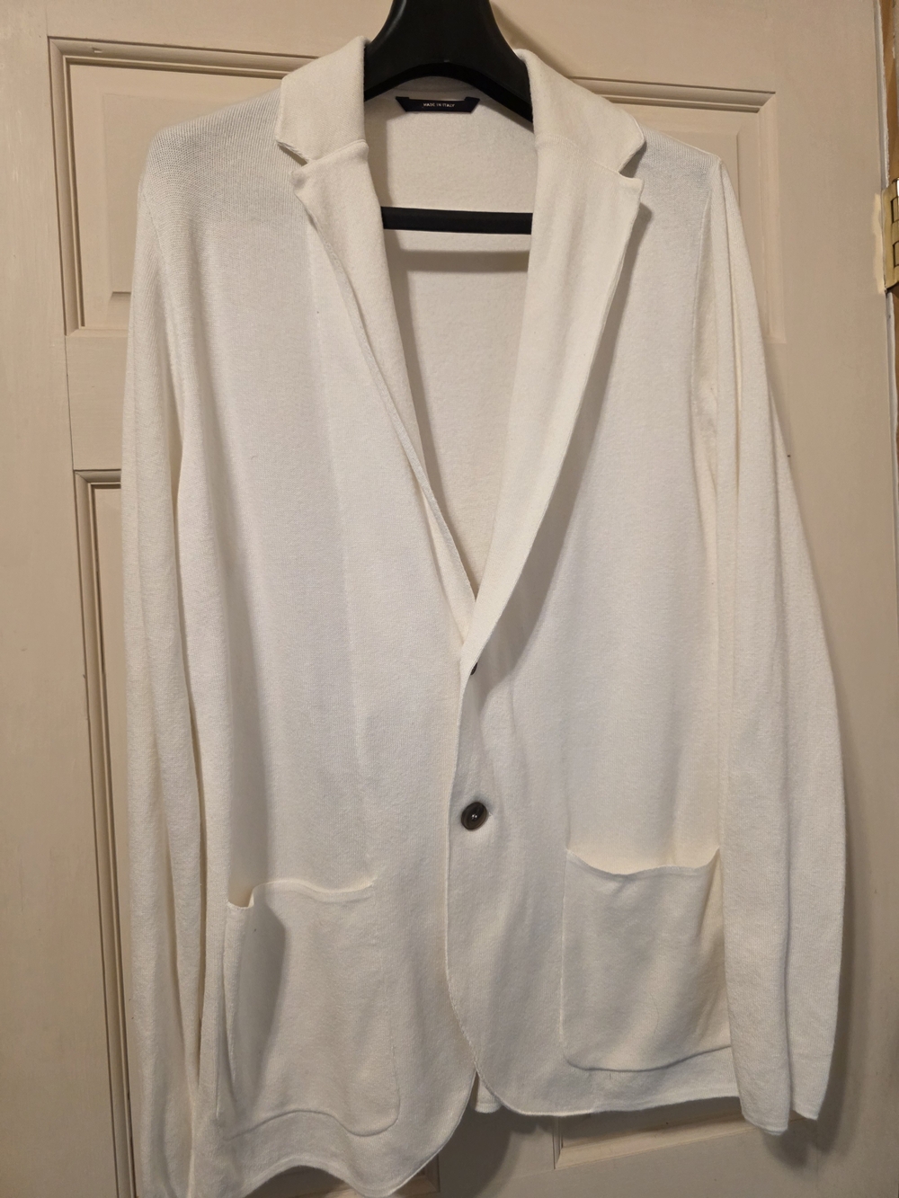 Paul Stuart Men’s Cream Knit Blazer Cardigan
